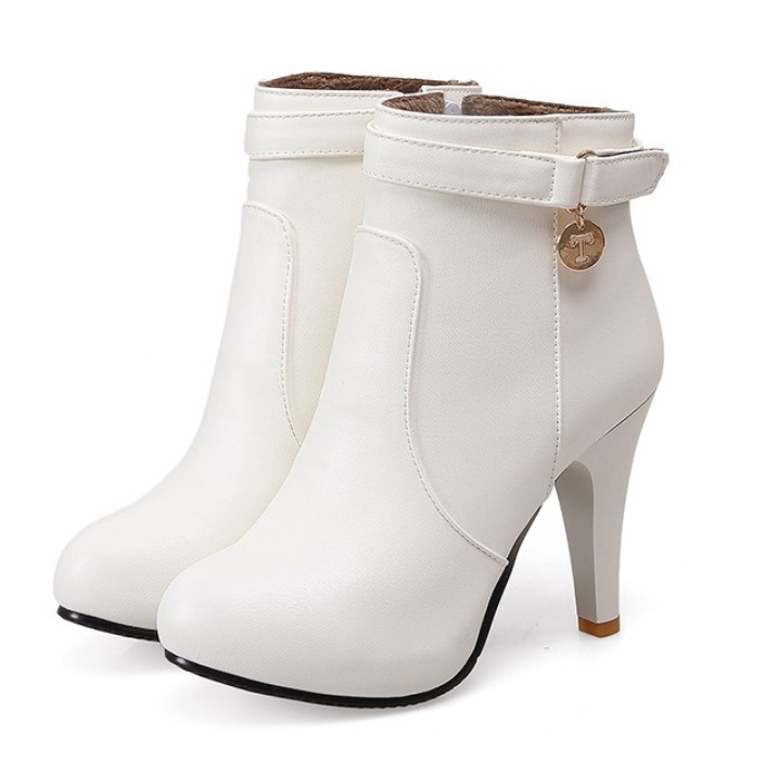 High Heels Platform Stiletto Ladies Leather Shoes Pointed Toe Ankle Boots - Image 2