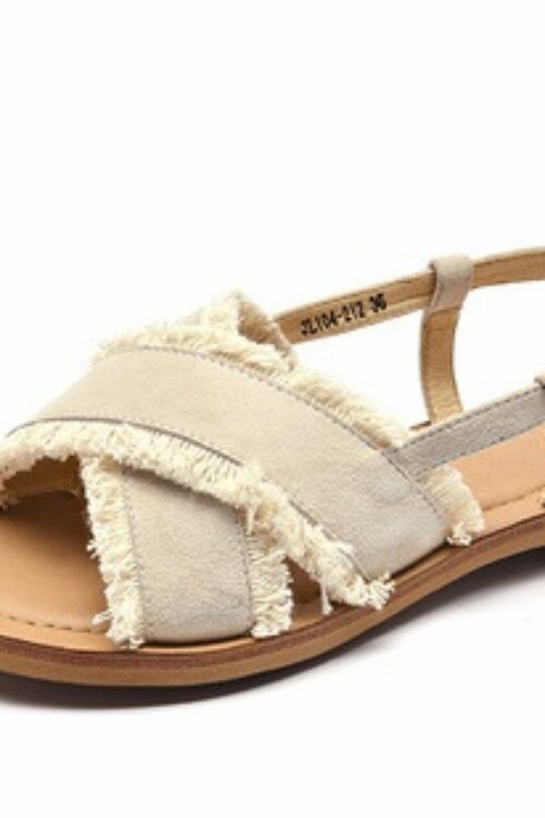 Flat Shoes Leather Cross Simple Ladies Roman Sandals Beach Casual Women’s Shoes