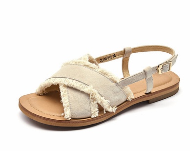 Flat Shoes Leather Cross Simple Ladies Roman Sandals Beach Casual Women’s Shoes