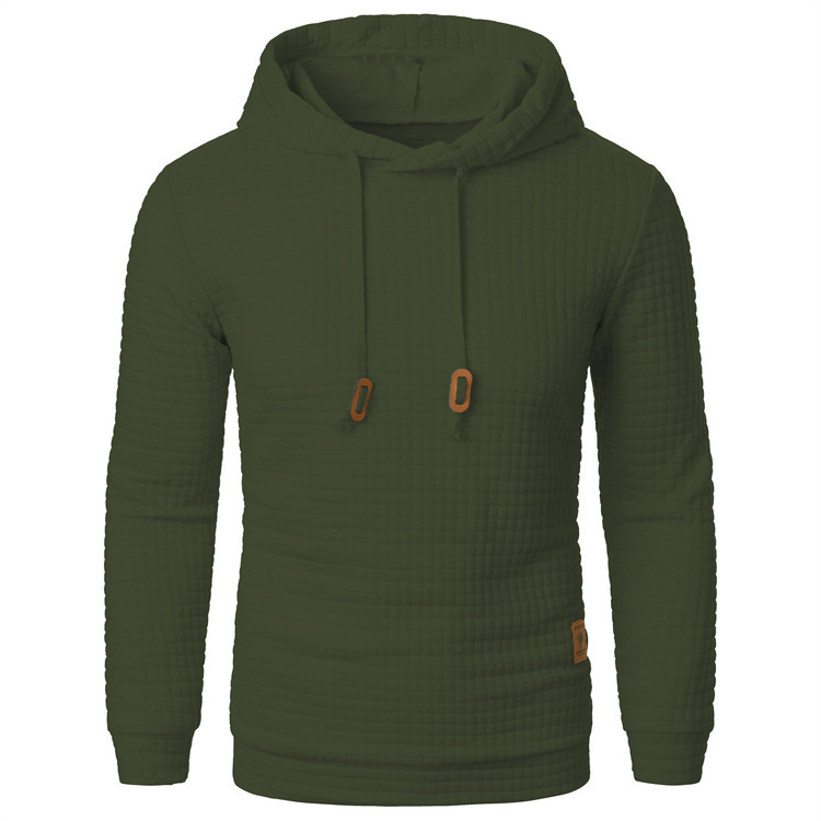 Men's Jacquard Hooded Sweater Long-sleeved Hoodie Warm Solid Sports Top - Image 4