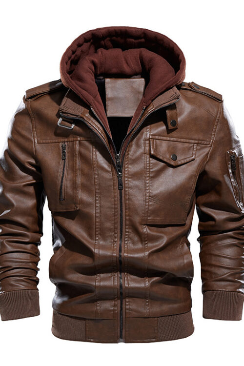 Men’s washed leather leather jacket