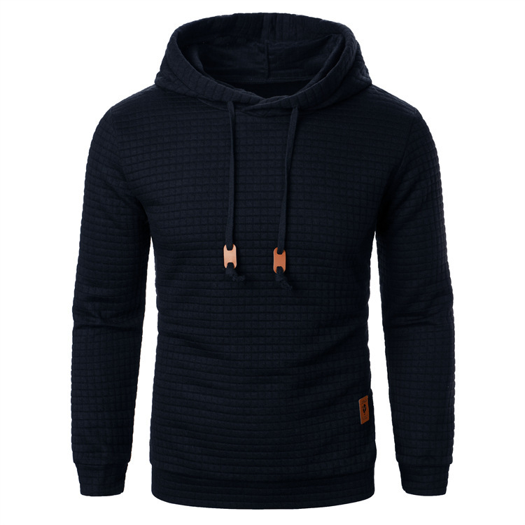 Men's Jacquard Hooded Sweater Long-sleeved Hoodie Warm Solid Sports Top - Image 3