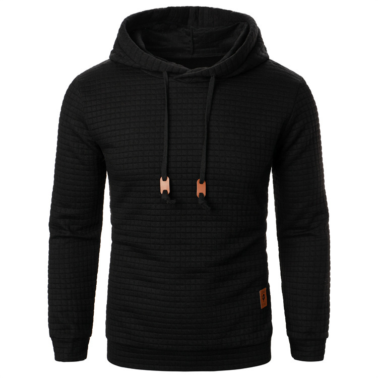 Men's Jacquard Hooded Sweater Long-sleeved Hoodie Warm Solid Sports Top - Image 5