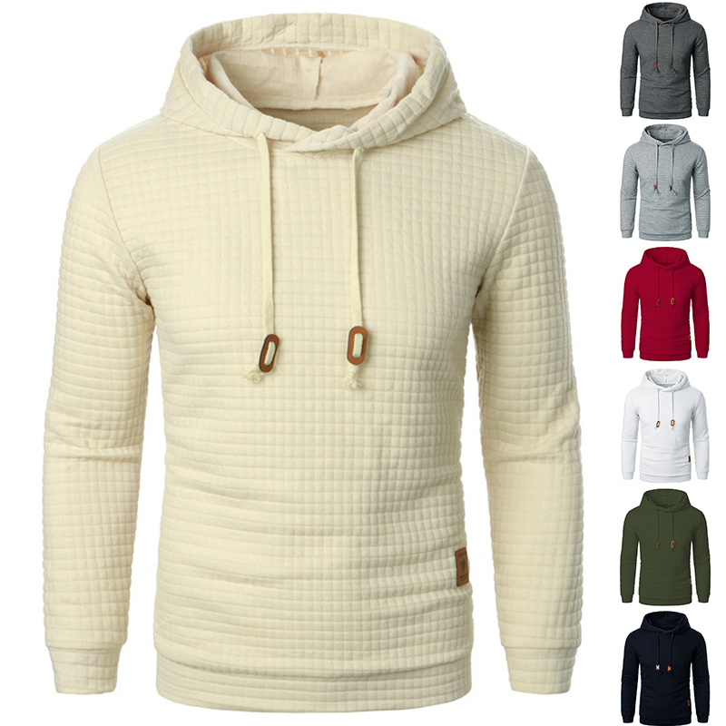 Men's Jacquard Hooded Sweater Long-sleeved Hoodie Warm Solid Sports Top - Image 2