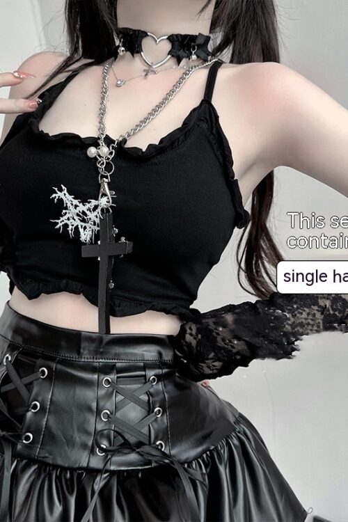 Lacquer Leather Short Skirt Set