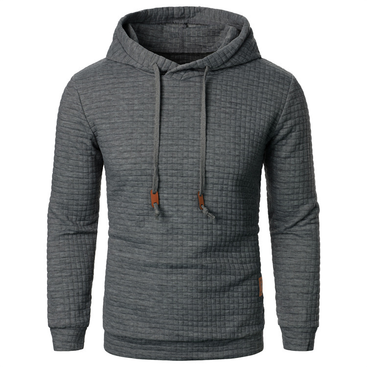 Men's Jacquard Hooded Sweater Long-sleeved Hoodie Warm Solid Sports Top - Image 9