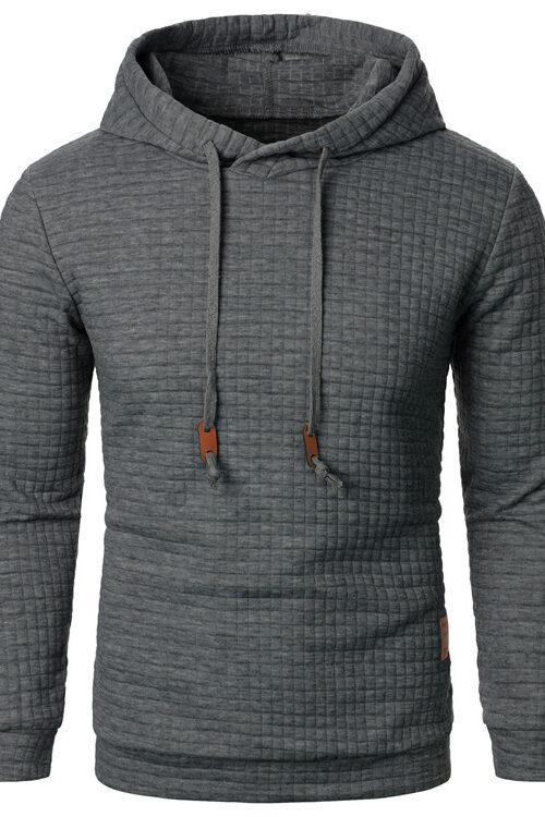 Men’s Jacquard Hooded Sweater Long-sleeved Hoodie Warm Solid Sports Top