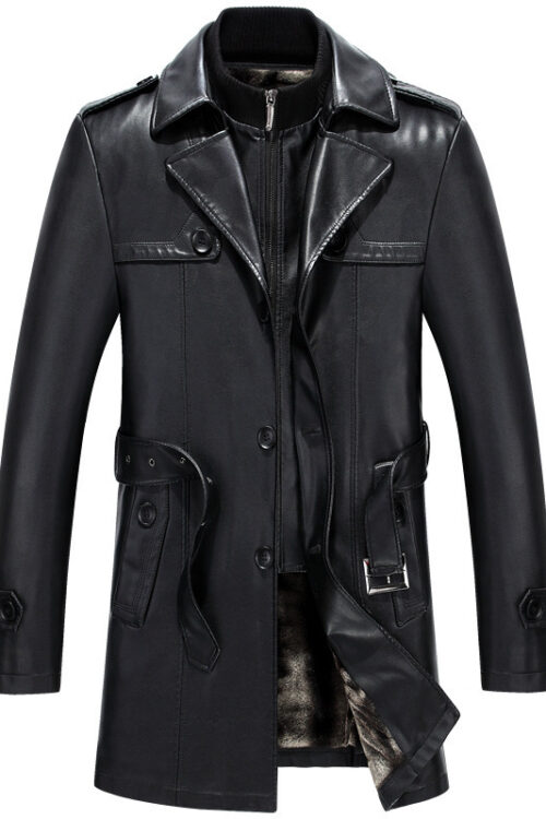 Leather leather men’s mid-length sheepskin suit